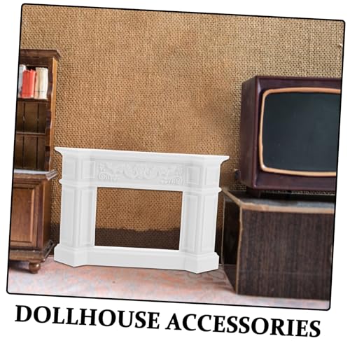 Abaodam Miniatur-feuerstelle Weiß Miniatur-Kamin für Puppenhaus Miniaturmöbel Vintage Stil Kunsthandwerk Fotorequisiten für DIY Kreative Szenendekoration von Abaodam