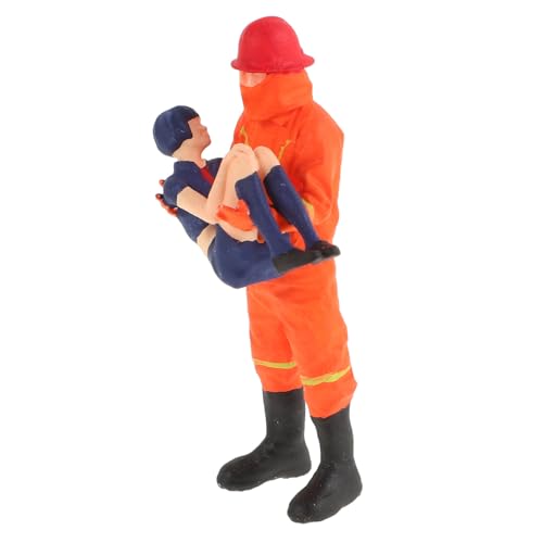 Abaodam Miniatur-feuerwehrmannpuppe Kostüm Feuerwehrauto-Party Feuerwehrmann-actionfiguren Polizeiauto Spielzeugfiguren Für Grünes -Feuerwehrauto Harz von Abaodam