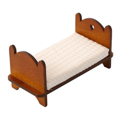 Abaodam Vintage Miniaturbett Für Puppenhaus Schlafzimmermöbel Aus Holz Minihaus-Accessoire Im Maßstab 112 von Abaodam