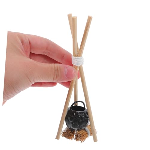 Abaodam Miniatur mit Holzgestell und Hängendem Kessel Realistisches Puppenhaus Outdoor Dekoration Teiliges Miniatur Kamin Zubehör für Halloween Szenen Abaodam Miniatur mit Holzgestell und Hängendem Kessel Realistisches Puppenhaus Outdoor Dekoration Teiliges Miniatur Kamin Zubehör für Halloween Szenen von Abaodam