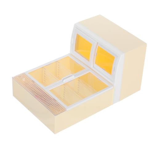 Abaodam Miniatur-puppenhaus, Eisdiele, Möbel, Spielzeug, Mini-Kunststoff-eisschrank, Gefrierschrank, Modell, DIY-Mini-hauszubehör, Beige von Abaodam