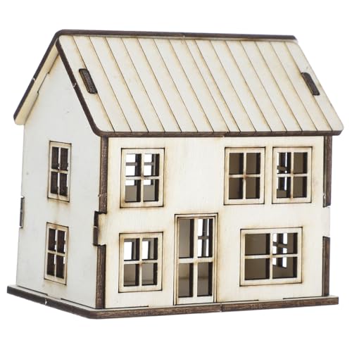 Abaodam Miniaturhaus Bastelset Basteln Rustikale Villa-modellbausätze Modell Eines Spielzeughauses Hausmontagemodell Machen Sie Ihr Eigenes 3D- 3D-Puzzle- Kabinenmodell Beige Holz von Abaodam
