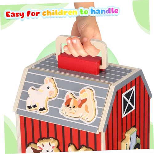 Abaodam Montessori Holz-Bauernhof Spielset mit Jahre Alten Kindern Bunte Bauernhoftiere Sicher Robust Fördert Feinmotorik Hand-Auge-koordination und Sprachentwicklung von Abaodam
