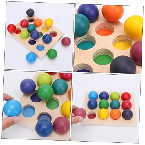 Abaodam Montessori Holzspielzeug Farbensortierer Farben Holz Kugelspiel Pädagogisches Lernspiel für Kleinkinder zur Motorik Kognition und Farberkennung von Abaodam