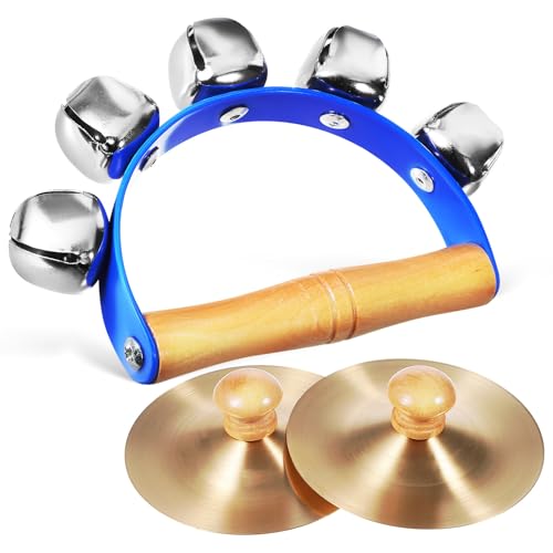 Abaodam Handglocken-Set Mit Holzgriff Musikinstrument Für Jungen Und Mädchen Schlittenglocke Mit Fingerbecken von Abaodam