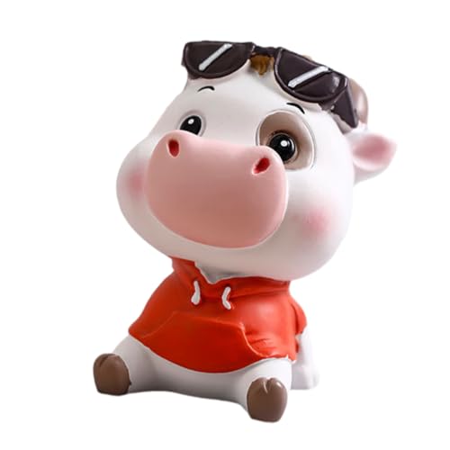Abaodam Niedliche Haustier-Ornamente Miniatur-tierfiguren Desktop-kuhstatue Mini-Kuh-Statue Mini-kuhfiguren Rinderschmuck Viehdekor Tierfigur Basteln Vieh-Statue Desktop-Ornament Harz Rot von Abaodam
