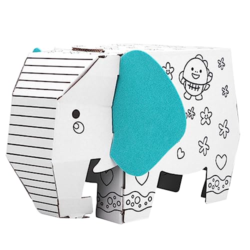 Abaodam Origami - Bildungsspielzeug Graffiti-rätsel 3D-Puzzle-karton 3D-Elefanten-Puzzle-Block Zum Ausmalen Kreativer Modellbausatz DIY Bastelset 3D-Puzzles Für Papier Weiß von Abaodam