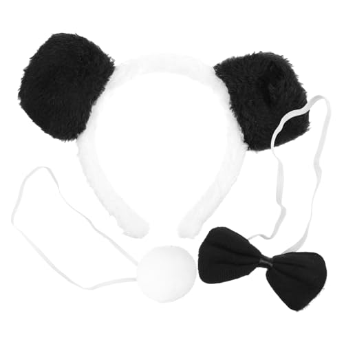 Abaodam Panda Cosplay Halloween Tierkostüm mit Panda Ohren Haarreifen Fliege und Bequemes Kostümzubehör für Party Verkleidung und Kreative Rollenspiele von Abaodam