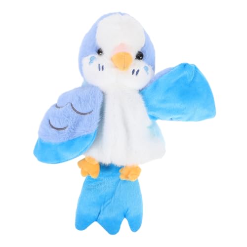 Abaodam Papageienpuppe Babyspielzeug Weiche Stofftierpuppe Cartoon Puppe Handpuppe Tierpuppen Cartoon Vogelpuppe Puppen Papageienform Handspielzeug Performance Requisite Blauer Plüsch von Abaodam
