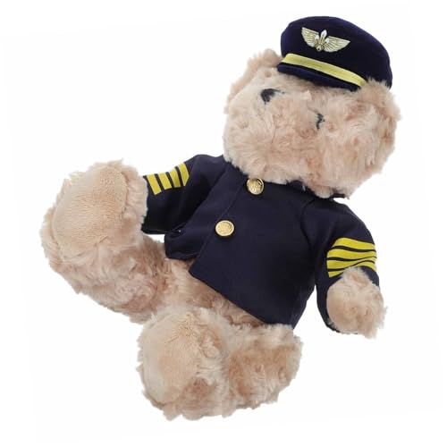 Abaodam Pilot Plüschfigur Weicher Teddybär mit Klassischem Piloten Outfit Niedliche Stofftier Puppe für Geschenk und Kreative Dekoration für Geburtstag und Feiertage von Abaodam