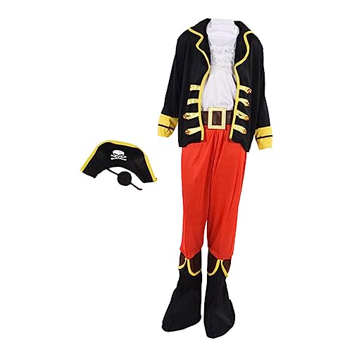 Abaodam Kinder Piraten Kostüm Piratenkostüm Kinder Jungen Piratenkostü Für XL Größe 135cm 145cm Mit Piratenhut Und Dekorativem Piratenmantel Für Halloween Karneval Und Piratenpartys von Abaodam