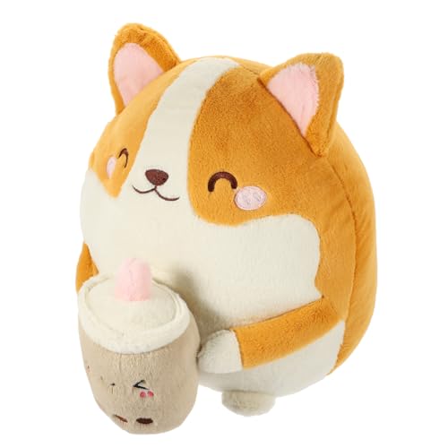 Abaodam Plüsch Hundespielzeug Corgi Milchtee Design Niedliches Kuscheltier Für Für Jungen Für Kinderzimmer Und Vielseitig Einsetzbar von Abaodam