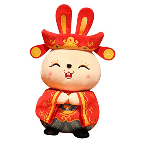 Abaodam Plüsch-Kaninchen-Puppe Kaninchenpuppe ausgestopft Drachen Pandas Hasen Kuscheltier Hasen plüschtier Sternzeichen Hase Puppe Kaninchen-Maskottchen-Puppe PP Baumwolle rot von Abaodam