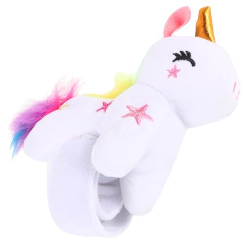 Abaodam Plüsch Slap Armband Einhorn Kuscheliges Kinderfreundliches Wristband mit Weichem Baumwollfüllung Leichtes Langlebiges Party für Geburtstage und Weihnachten Weiß von Abaodam