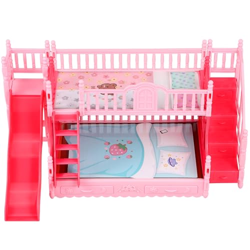 Abaodam Puppen-Etagenbett Mit Leiter Bauchmuskeln - Rollenspiel Kleines Doppelstockbett Puppenhaus Möbel Zubehör Dekoration Rosa Abaodam Puppen-Etagenbett Mit Leiter Bauchmuskeln - Rollenspiel Kleines Doppelstockbett Puppenhaus Möbel Zubehör Dekoration Rosa von Abaodam