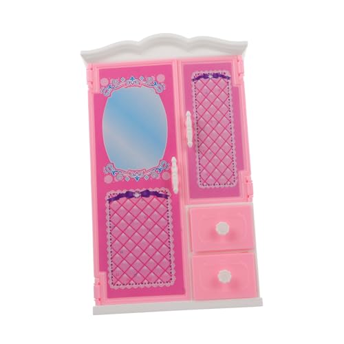 Abaodam Puppen Kleiderschrank Garderobe aus Hochwertigem Sicherem Material Tragbar und Kinderfreundlich für Puppenkleider und Kreatives Rollenspiel Praktisches Puppenzubehör in Rosa von Abaodam