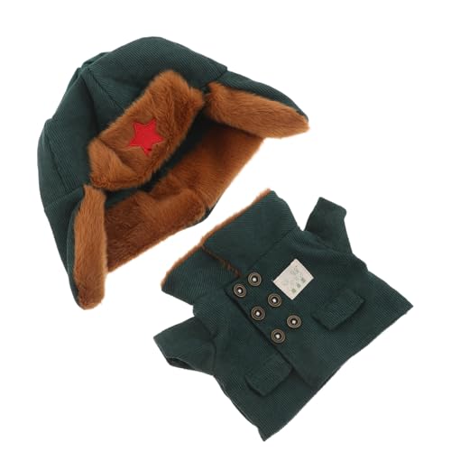 Abaodam Puppen-armeejacke aus Weichem Polyester mit Mütze Warme Strapazierfähige Winterbekleidung für Kuscheltier-Dekoration Kreatives Ankleidespiel und Pädagogisches Grün von Abaodam