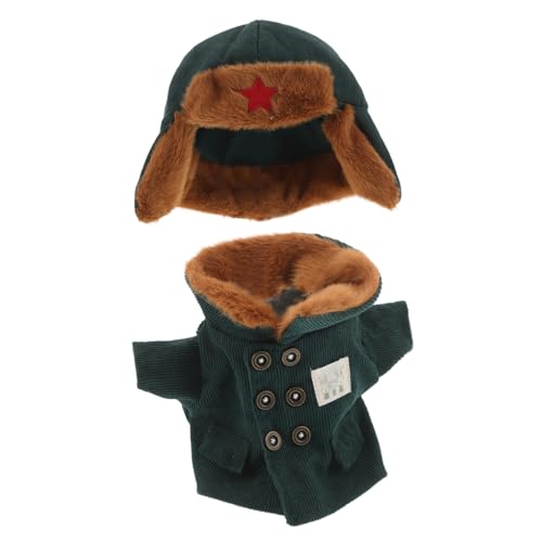 Abaodam Puppen-armeeuniform mit Warmem Polyester-Mantel und Mütze Kreative Winterkleidung für Puppen und Plüschtiere für Fantasievolles Rollenspiel und von Abaodam
