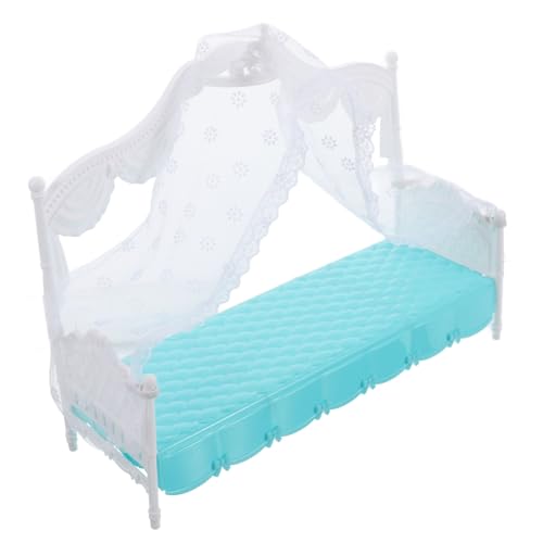 Abaodam Puppenbett Babybett Möbel Dekoration Zubehör Kleinkinder Zwillingsbett Etagenbett Für Puppen Minibett Für Puppen Süße Bettrahmen Queen Size Puppenhauszubehör Spitze von Abaodam
