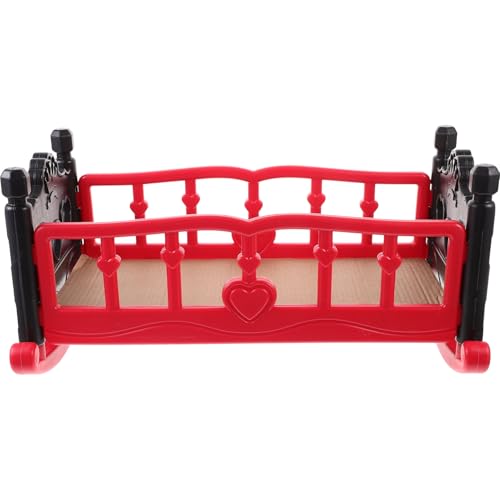 Abaodam Puppenbett für Mädchen Rote Puppenwiege für Puppenhäuser und Kreative Rollenspiele Perfektes Zubehör für Puppenzimmer von Abaodam