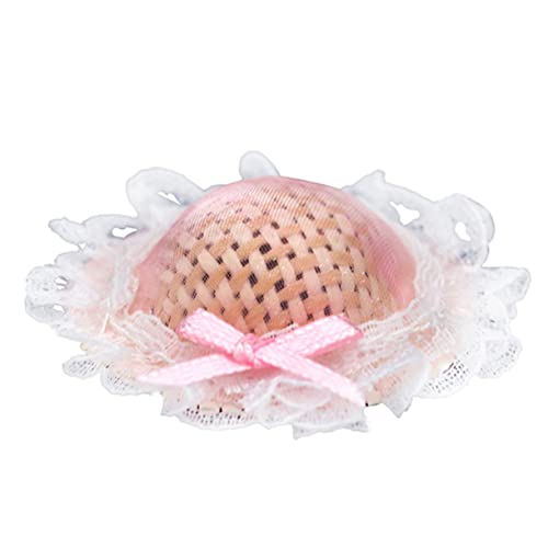 Abaodam Puppenhaus-Hut für kinderspielzeug Modellbau Cute Decor hühner Mini -Strohhut Mini-Puppendekormodell Mini-Strohhut- Puppenhutverzierung Stoff Rosa von Abaodam