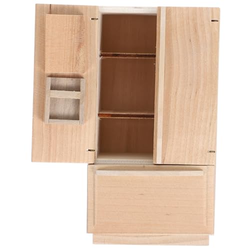 Abaodam Mini-kühlschrank Aus Holz Modell Miniatur-puppenhaus-kühlschrank Für Spielzimmer Und Puppenhaus-Sets Für Jungen Und Mädchen von Abaodam