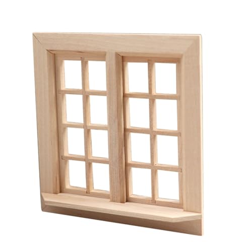 Abaodam Puppenhaus-Modell Fenster Feld Mini Möbel doppelt Miniatur-Puppenstubenmöbel puppenhaus Miniatur selber Bauen Spielzeugdekoration Miniaturhäuser hölzern Khaki von Abaodam