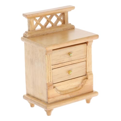 Abaodam Puppenhaus Möbel Accessoire Handgefertigter Doppelstöckiger Beistellschrank aus Naturholz Realistisches Design für Puppenhaus Sammlung und Display von Abaodam
