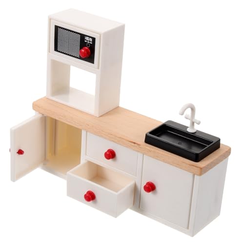 Abaodam Puppenhaus Möbel Zubehör Holzschrank mit Hoher Detailtreue für DIY Puppenhaus und Realistische Küchenszenen von Abaodam
