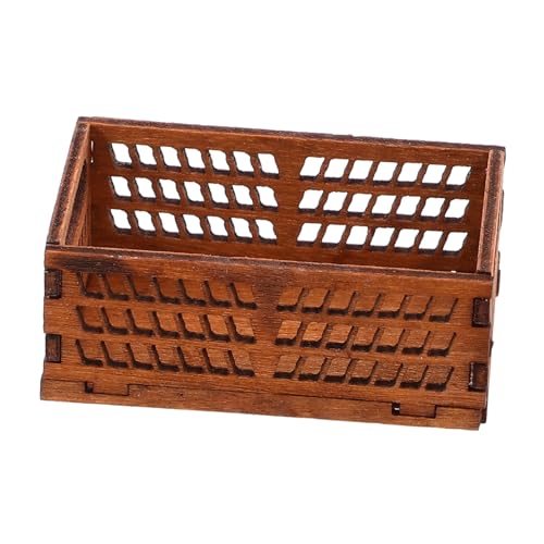 Abaodam Puppenhaus-aufbewahrungsbox Wäschekorb Miniaturen Aufbewahrungskorb Körbe Deckel Mädchen Rollenspiel Mini-hausdekoration Miniatur-Dinge Miniaturkiste Brown Hölzern von Abaodam