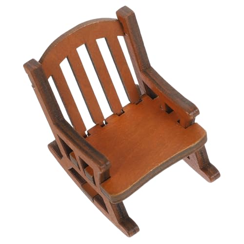 Abaodam Miniatur Schaukelstuhl Für Puppenhaus Vintage Holz Deko Eleganter Europäischer Stil Robuster BAU Für Puppenmöbel Maßstab Charmante Einrichtung Für Jedes Miniatur-Setting von Abaodam