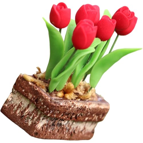 Abaodam Puppenhausspielzeug Dekoration Das Babypuppenspielzeug Puppenmöbel Mini Plüschtiere Blumentopf Mini Puppenhauszubehör Mini Blumenmöbel Puppenhaus Tulpe Kunstharz von Abaodam