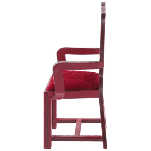 Abaodam Puppenhausstuhl Miniaturen Retro- Miniatur-stuhlmodell Miniaturstuhl Für Puppen Mini-Stuhl Puppenstubenmöbel Puppenstuhl Miniatur-stuhldekor Miniatur-Sessel Hölzern Rot von Abaodam