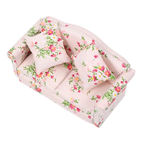 Abaodam Puppenstubensofa Puppenhausmöbel Möbelmodell Miniaturmöbel Mini-Sofa-Modell Puppenhaus 1:12 Haushaltsverzierung Couch- Mini-möbelspielzeug Dorf Hu Tongmu von Abaodam