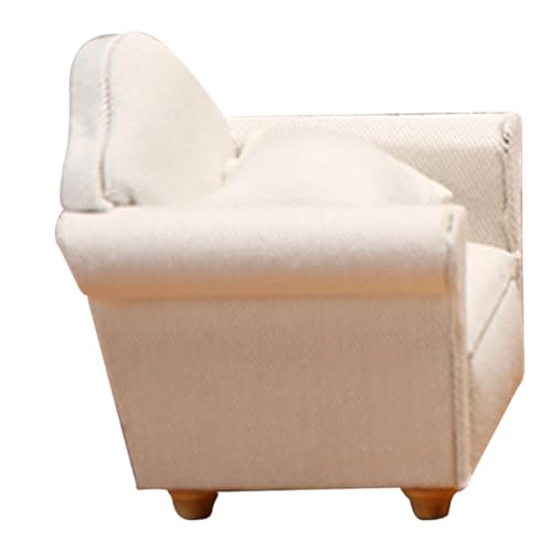 Abaodam 1:12 Puppenhaus Miniatur Einzelsofa Set Für Wohnzimmer Szene Weißes Mini Sofa Mit Kissen Für Jungen Und Mädchen Spielen von Abaodam