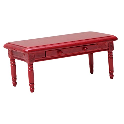 Abaodam Puppenstubentisch Kleiner Tisch Miniaturmöbel winziges Zuhause kleines Heimset Mini- Schreibtisch Dekoration Bedroom Decor Miniaturmodell aus Holz Mini-Tischmodell hölzern rot von Abaodam