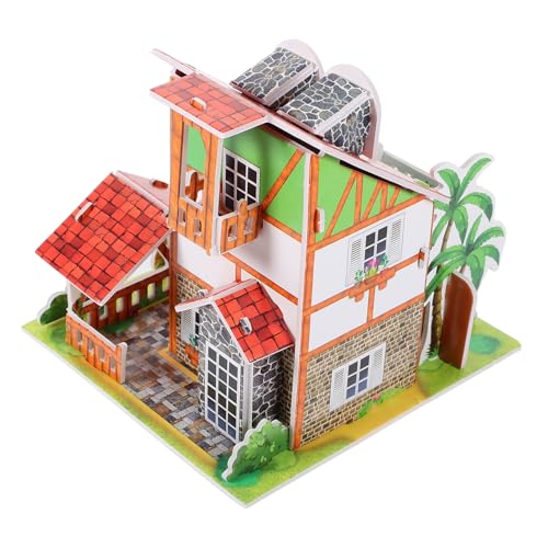 Abaodam Puzzle Haus Modellbau Bausatz DIY Papier Haus Display Modell Cartoon Stil Bastelset Kleines Langlebiges Garten Miniatur Modell für Hand Auge Koordination von Abaodam