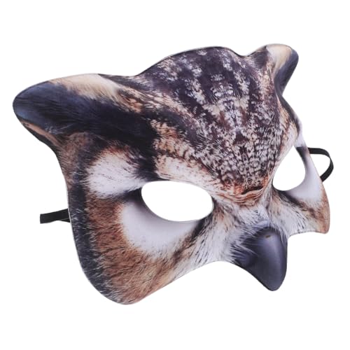 Abaodam Realistische Owl Maske mit Elastischem Band Halbes Gesicht Halloween Kostüm Masquerade Party Tiermaske Braune Vogelmaske für Damen und Herren Geeignet für Karneval und Kostümfeste von Abaodam