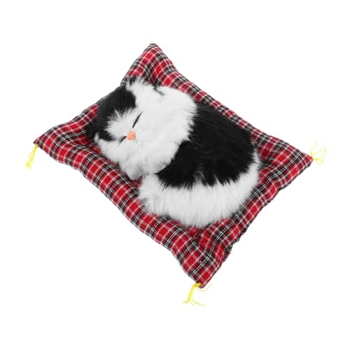Abaodam Realistische Stoffkatze mit Lebensechtem Fell und Miauen Kleine Katzenfigur mit Kissen Dekorative Plüschkatze für Wohnzimmer Schlafzimmer und Büro Kreatives für Katzenliebhaber von Abaodam