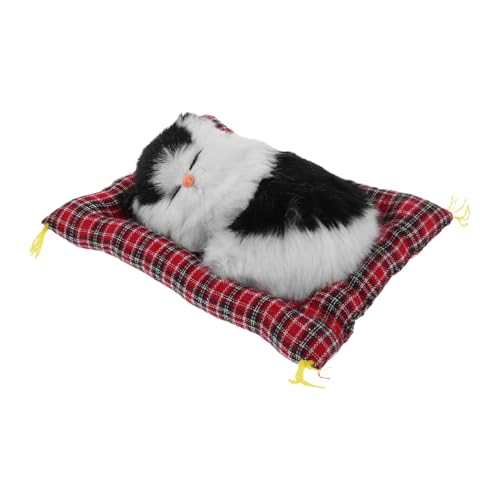 Abaodam Realistisches Katzenmodell mit Schlafmatte Lebensechte Plüschkatze mit Miauen Dekoratives Kuscheltier für Wohnzimmer Schlafzimmer Büro Charmantes für Katzenliebhaber von Abaodam