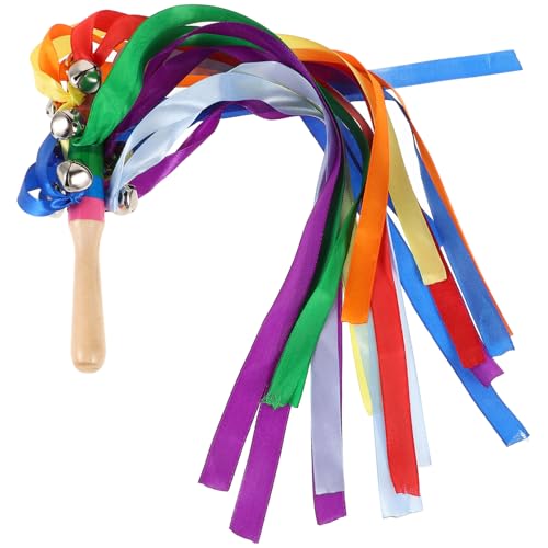 Abaodam Regenbogenbandglocke Rhythmisches Tanzband Blumenstrauß Luftschlangen Spitzenband Gymnastikbänder Regenbogenstäbe Regenbogenwirbelstab Regenbogenbandstab Tanzbänder Für von Abaodam