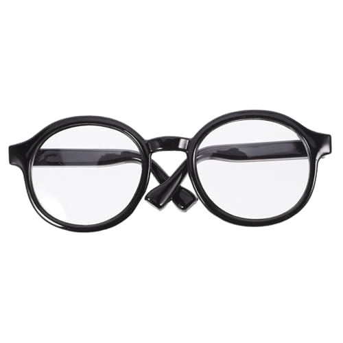 Abaodam Runde Puppenbrille Schwarzrahmen mit Transparenten Gläsern Mini Dekorationsbrille für Baumwollpuppen Modisches Puppenzubehör für DIY Puppenkleidung und Ankleiden von Abaodam
