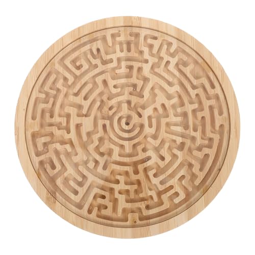 Abaodam Rundes Holz Labyrinthspiel für Tragbares Perlen Labyrinth Puzzle Fördert Logisches Motorische Fähigkeiten und Soziale Interaktion Sicher Leicht für Reisen und Vorschule von Abaodam