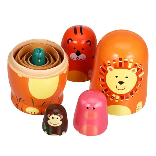 Abaodam Russische Holz Nistpuppen Teilig mit Mehrschichtigem Design und Niedlichen Tiermotiven Sichere Stabile Holzpuppen für Kinderzimmer Wohnkultur und Festliche Geschenkideen von Abaodam