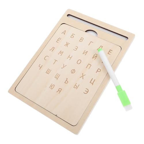 Abaodam Russisches Alphabet-zeichenbrett, Montessori-Holz-alphabettafel, Zeichenblock, Schreibübungsspielzeug Für Kinder Und Vorschulkinder von Abaodam