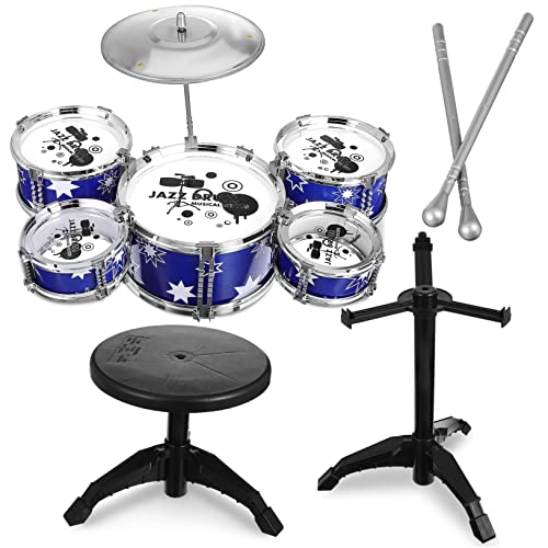 Abaodam Schlagzeug Set für Jungen und Teilige Percussion mit Hocker für Musikalische und Rhythmusentwicklung Leise und Stilvolles Design von Abaodam