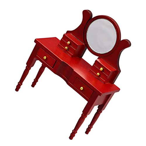 Abaodam Schminktisch Puppenzimmer Mini-Dekoration kleine Hausdekoration Tischmodell aus Holz Mini-Hausschmuck Birke von Abaodam