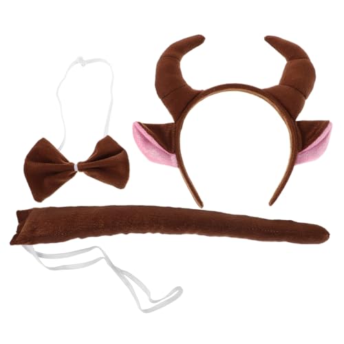 Abaodam Set Horn Kopfschmuck Set Tiere Weihnachtskostüme Weihnachtsstirnbänder Weihnachten Kuscheltierschwanz Das Tier Halloween Kostüme Fliege Geburtstag Haarreifen Kaffee Stoff von Abaodam
