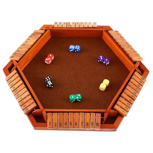 Abaodam Shut The Box Spiel Sechsseitiges Holz Brettspiel für Familie und Klassenzimmer Tragbares und Interaktives Würfelspiel aus Robustem Holz mit Elegantem Design von Abaodam