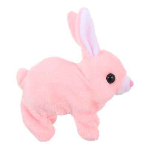 Abaodam Simulation Kaninchenpuppe Desktop- Babygeschenke Für Babys Für Desktop-Dekoration Für Die Osterparty Elektrische Hasenspielzeuge Rosa Plastik von Abaodam